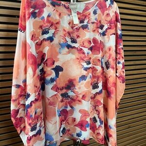 Chico's Vibrant Floral Blouse - Red, Pink, and Blue